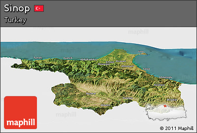 Satellite Panoramic Map of Sinop, single color outside