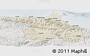 Shaded Relief Panoramic Map of Sinop, lighten, semi-desaturated