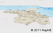Shaded Relief Panoramic Map of Sinop, single color outside