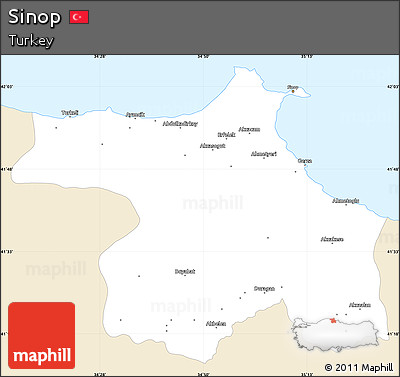 Classic Style Simple Map of Sinop, single color outside