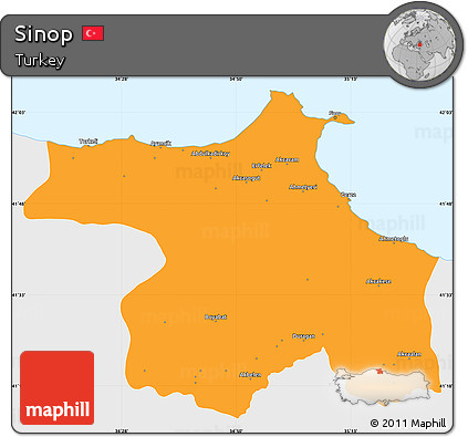 Political Simple Map of Sinop, single color outside