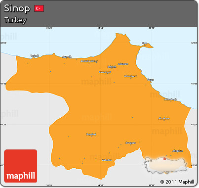 Political Simple Map of Sinop, single color outside