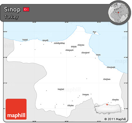 Silver Style Simple Map of Sinop, single color outside