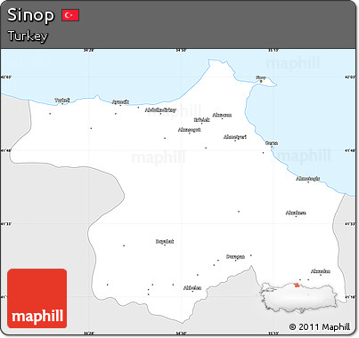 Silver Style Simple Map of Sinop, single color outside
