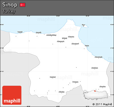 Silver Style Simple Map of Sinop, single color outside