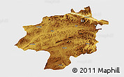 Physical 3D Map of Sivas, single color outside