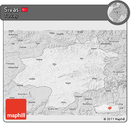 Silver Style 3D Map of Sivas