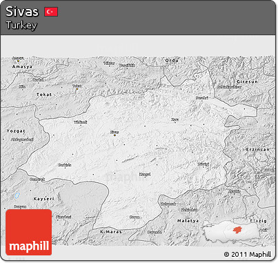 Silver Style 3D Map of Sivas