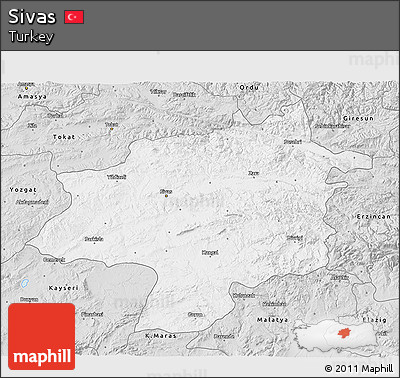 Silver Style 3D Map of Sivas
