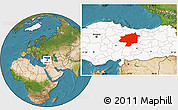 Satellite Location Map of Sivas, highlighted country