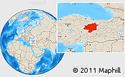 Shaded Relief Location Map of Sivas