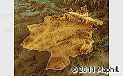 Physical Map of Sivas, darken