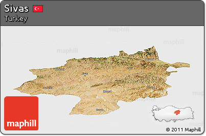 Satellite Panoramic Map of Sivas, single color outside