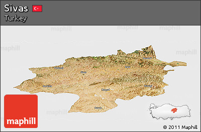 Satellite Panoramic Map of Sivas, single color outside