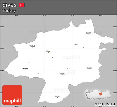 Gray Simple Map of Sivas, single color outside