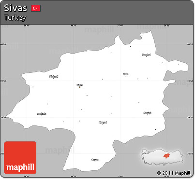 Gray Simple Map of Sivas, single color outside
