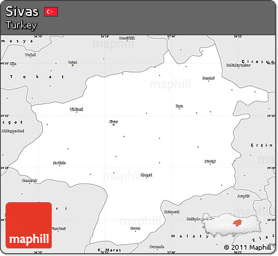 Silver Style Simple Map of Sivas
