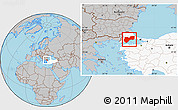 Gray Location Map of Tekirdag, highlighted country