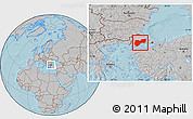 Gray Location Map of Tekirdag, hill shading