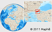 Shaded Relief Location Map of Tekirdag