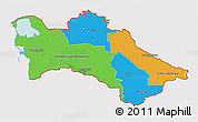 Political 3D Map of Turkmenistan, cropped outside