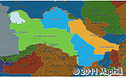 Political 3D Map of Turkmenistan, darken