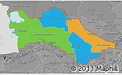 Political 3D Map of Turkmenistan, desaturated