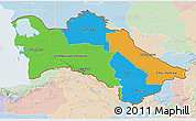 Political 3D Map of Turkmenistan, lighten