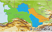Political 3D Map of Turkmenistan, physical outside