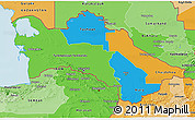 Political 3D Map of Turkmenistan, political shades outside
