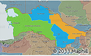 Political 3D Map of Turkmenistan, semi-desaturated, land only