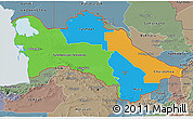 Political 3D Map of Turkmenistan, semi-desaturated