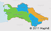Political 3D Map of Turkmenistan, single color outside