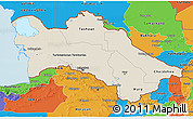 Shaded Relief 3D Map of Turkmenistan, political outside, shaded relief sea