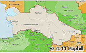 Shaded Relief 3D Map of Turkmenistan, political shades outside, shaded relief sea