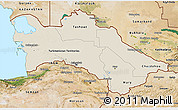 Shaded Relief 3D Map of Turkmenistan, satellite outside, shaded relief sea