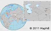 Gray Location Map of Turkmenistan, hill shading inside