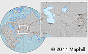 Gray Location Map of Turkmenistan, hill shading outside