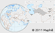 Gray Location Map of Turkmenistan, lighten