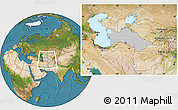 Gray Location Map of Turkmenistan, satellite outside