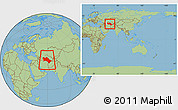 Savanna Style Location Map of Turkmenistan, within the entire continent