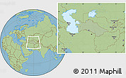 Savanna Style Location Map of Turkmenistan, hill shading inside