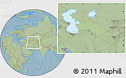 Savanna Style Location Map of Turkmenistan, hill shading outside