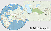 Savanna Style Location Map of Turkmenistan, lighten, land only