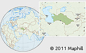 Savanna Style Location Map of Turkmenistan, lighten