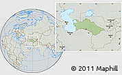 Savanna Style Location Map of Turkmenistan, lighten, semi-desaturated