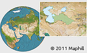 Savanna Style Location Map of Turkmenistan, satellite outside