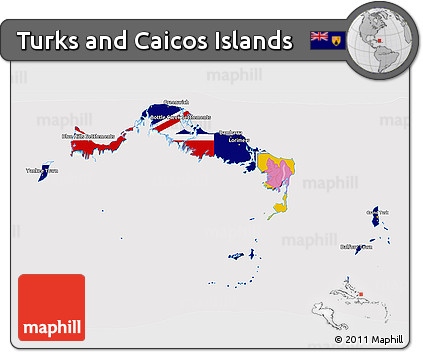 Flag 3D Map of Turks and Caicos Islands