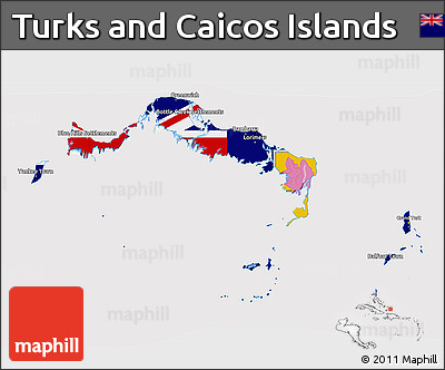 Flag 3D Map of Turks and Caicos Islands
