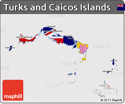 Flag 3D Map of Turks and Caicos Islands